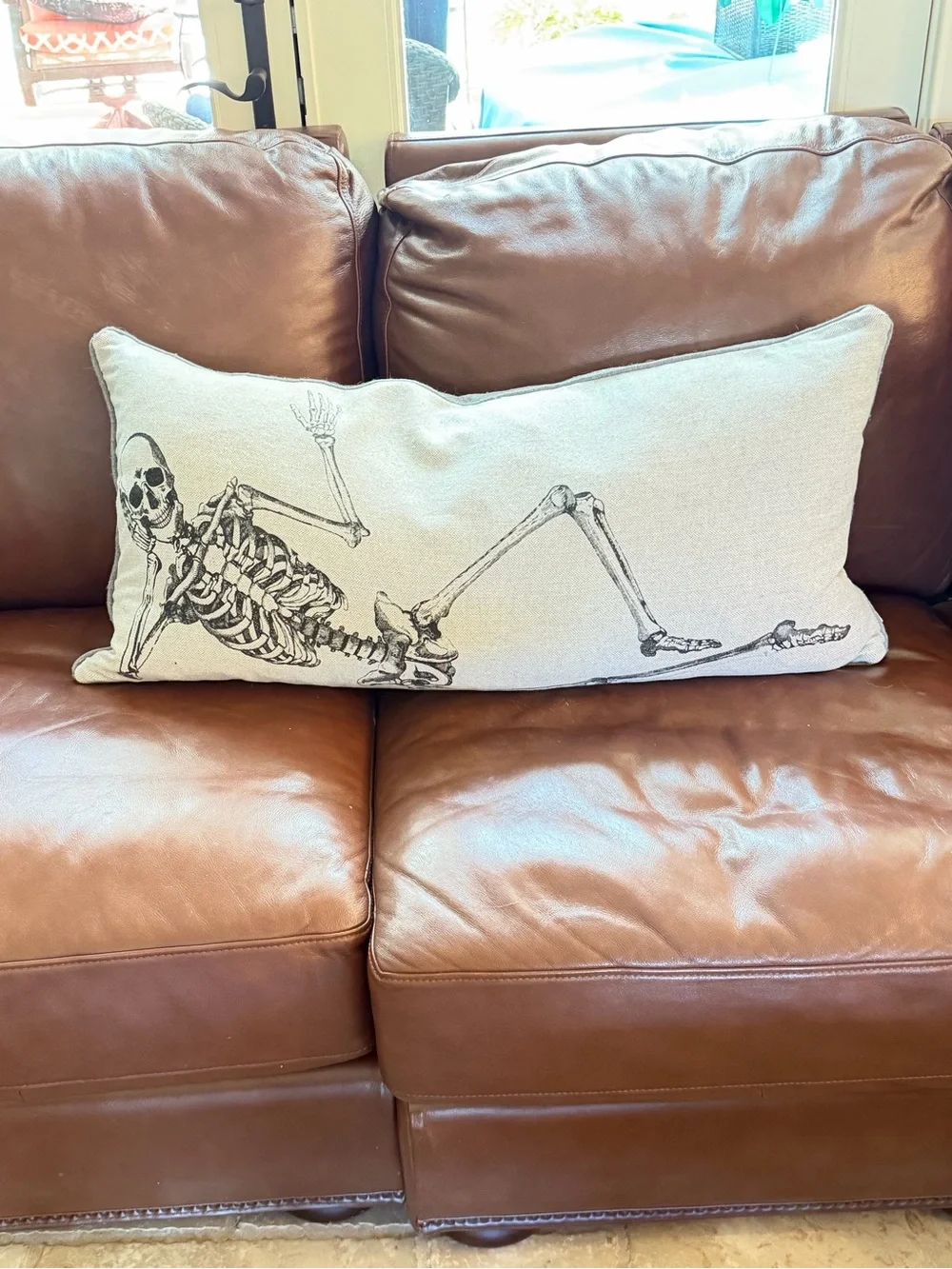 Halloween Skeleton Decorative Throw Pillow - Cream